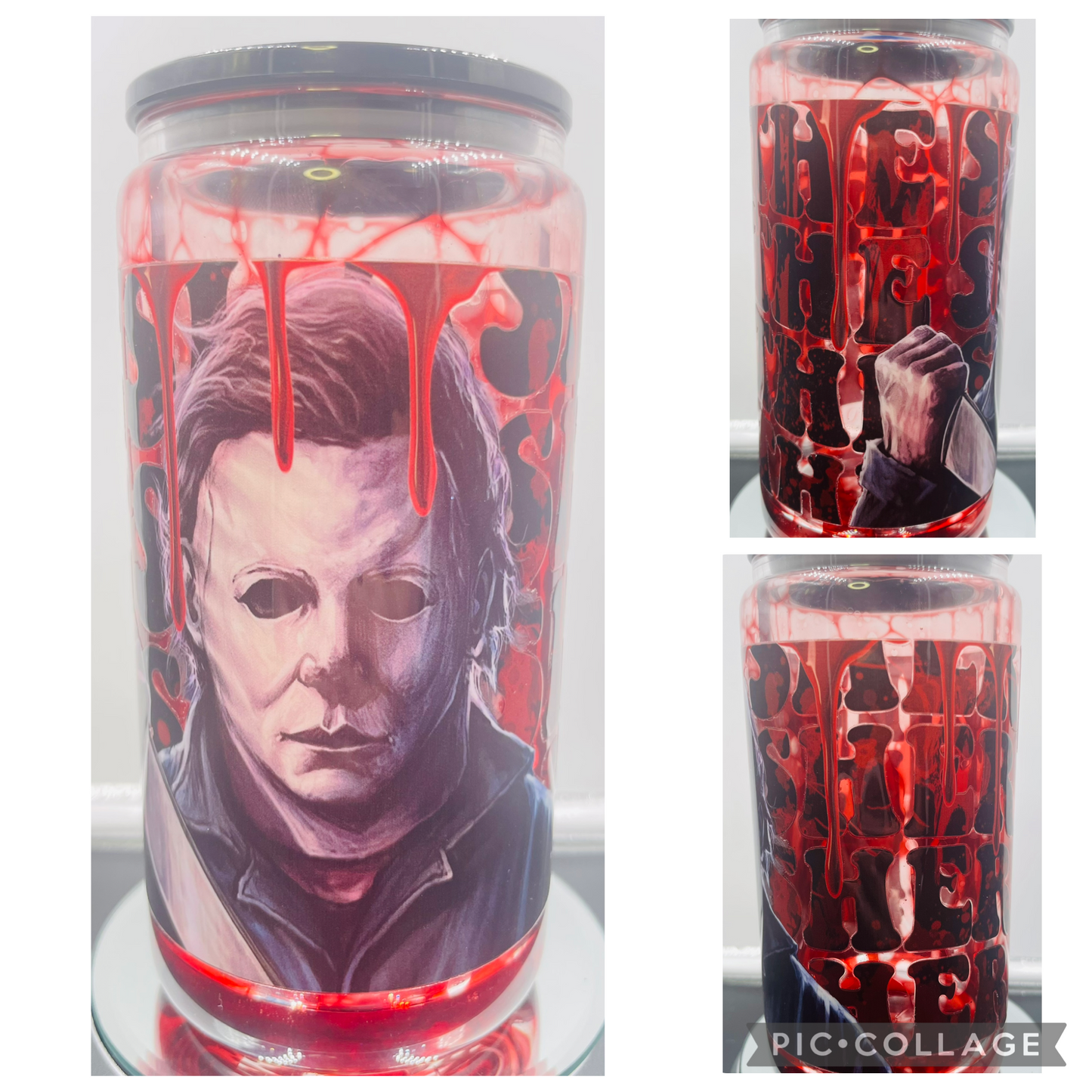 Horror (Michael Myers) 16oz glass blood drip tumbler