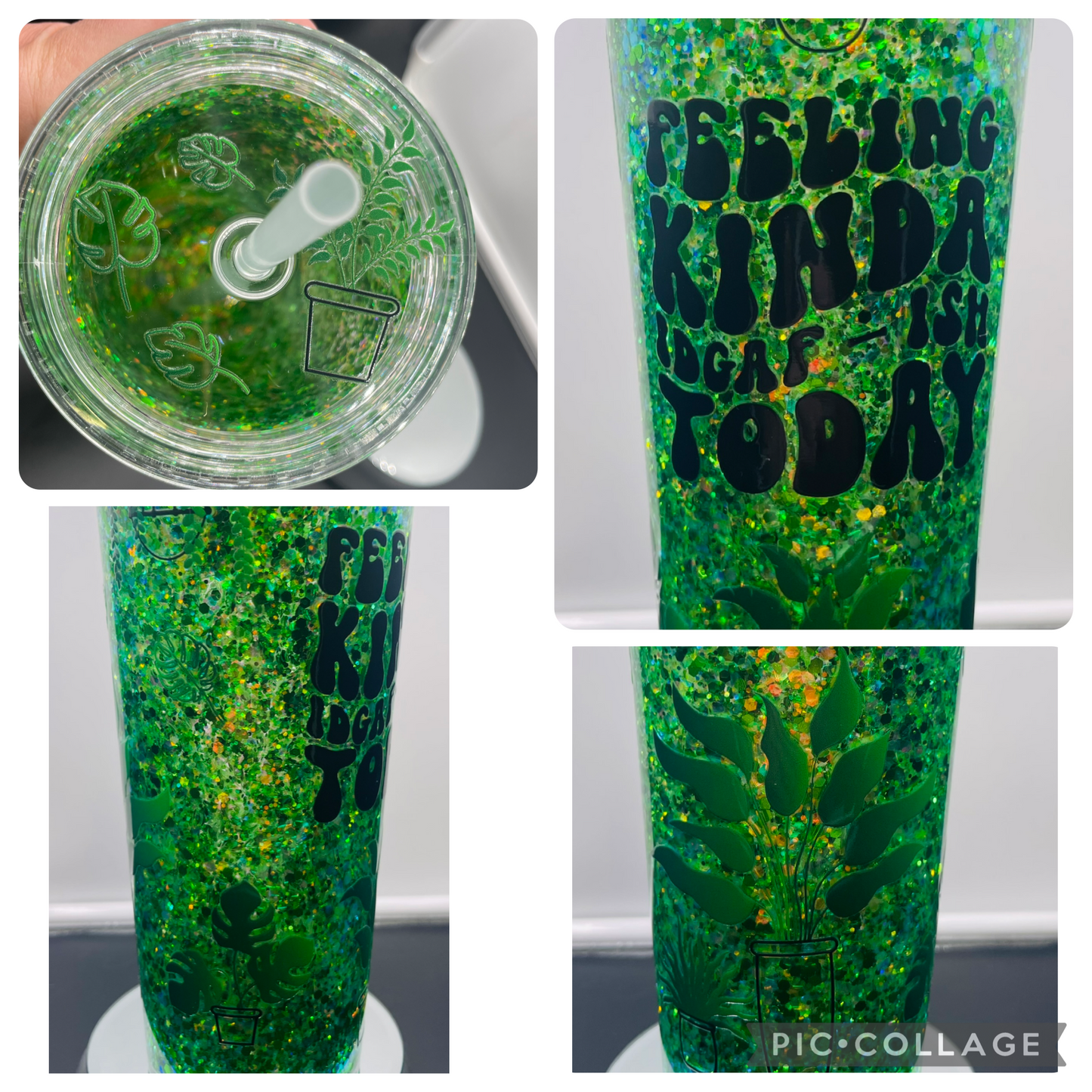Green Plants Lava drip 24oz acrylic tumbler