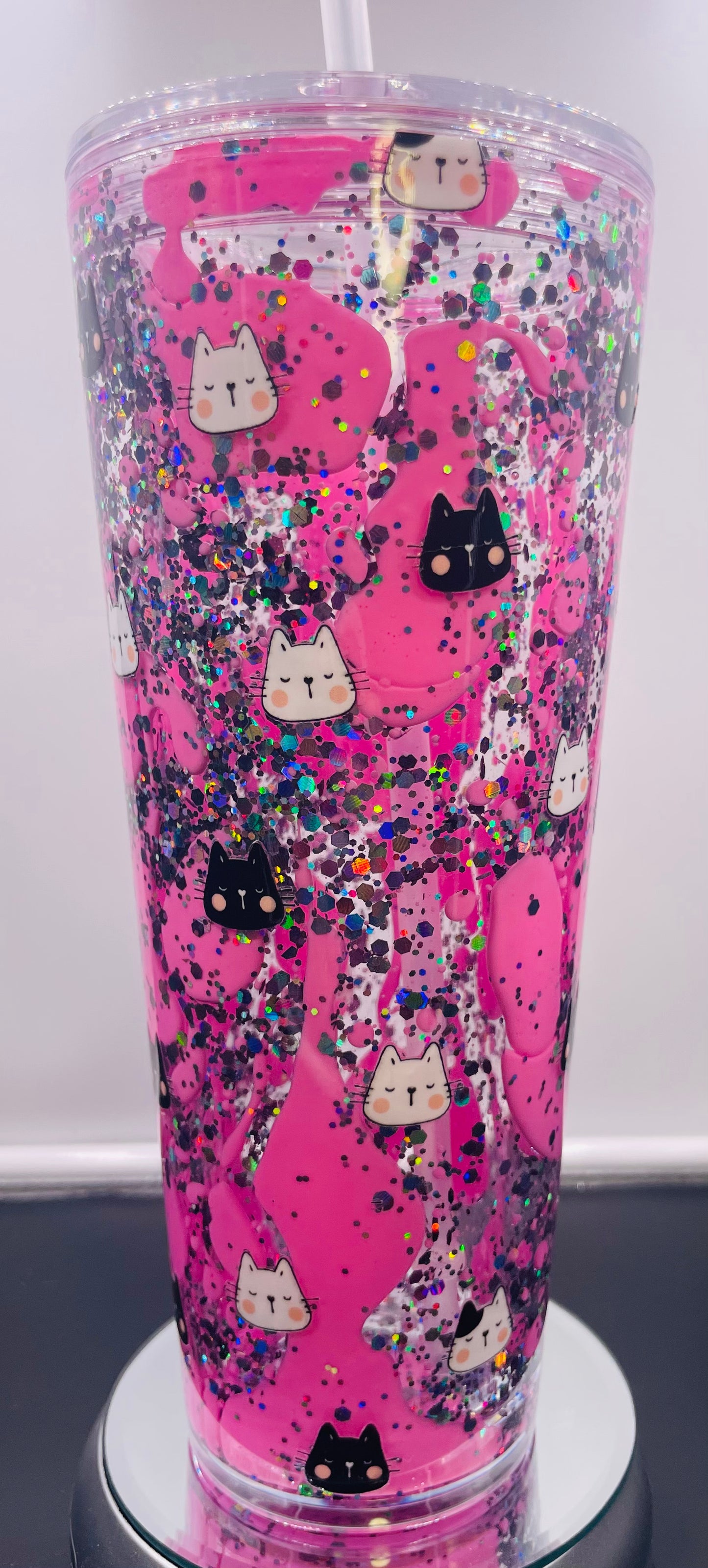 Pink Cats Lava drip 24oz acrylic tumbler