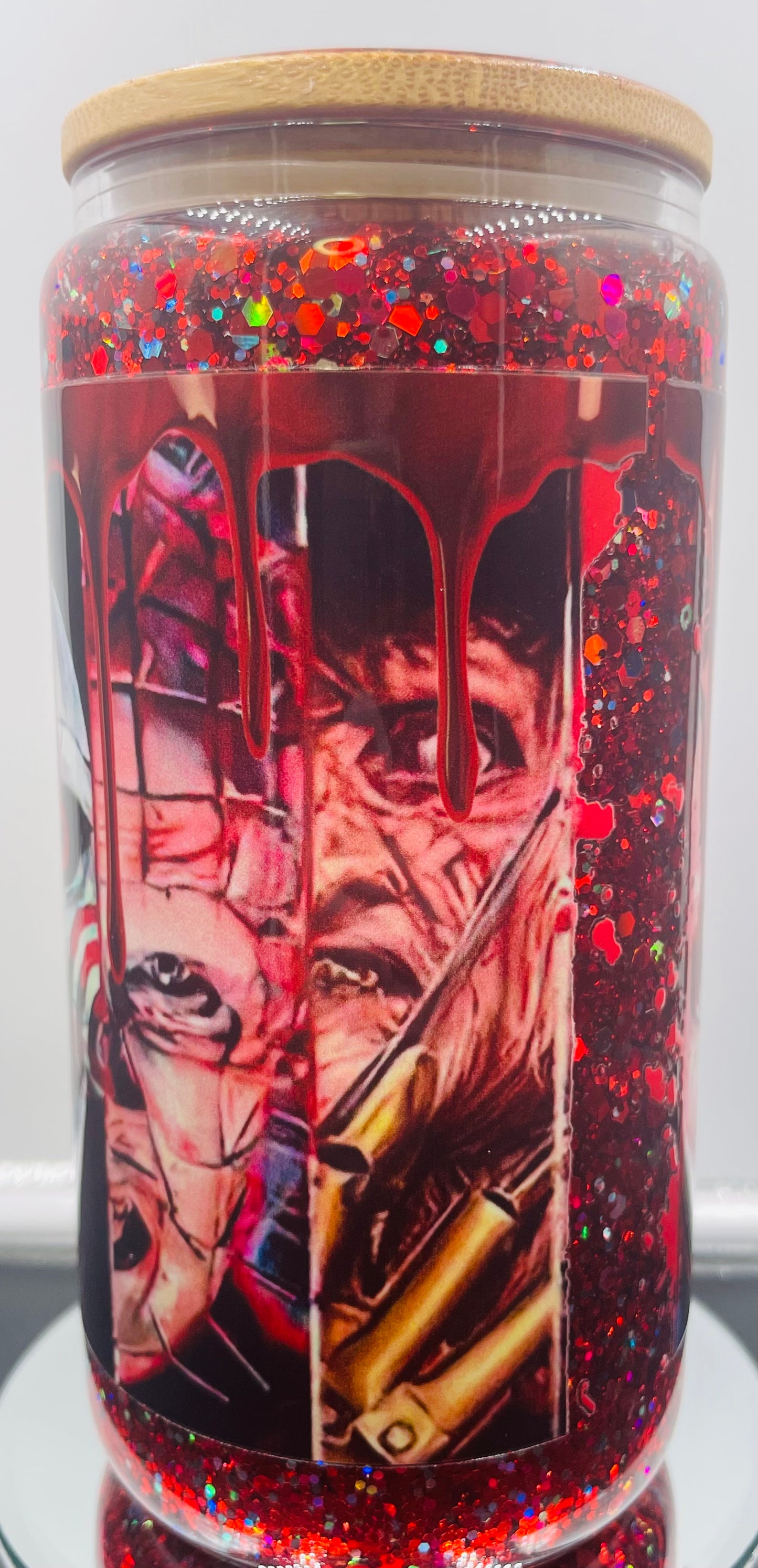 Horror 16oz glass snow globe tumbler