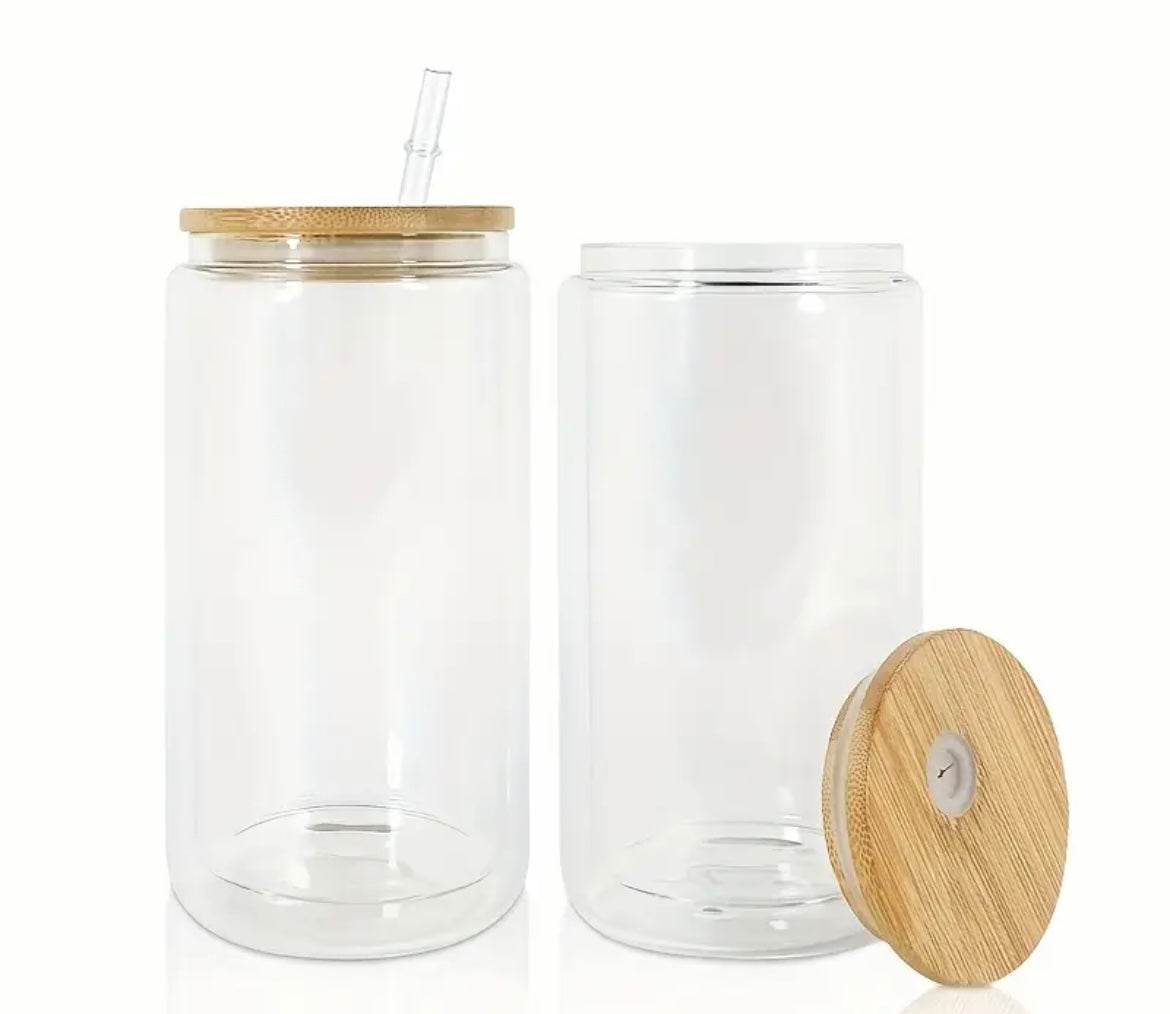 Customize a 16oz glass glitter globe tumbler