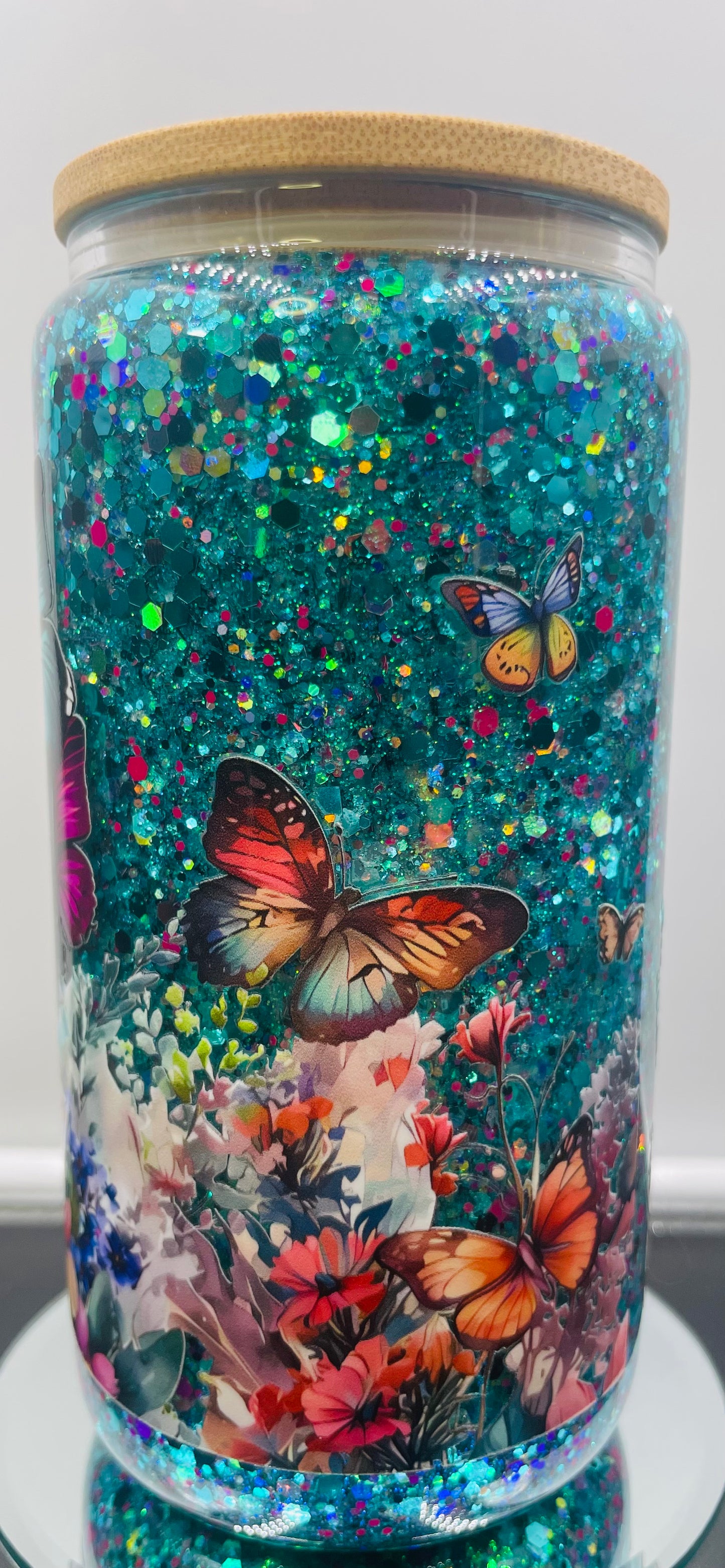 Skull 16oz Glass snow globe tumbler