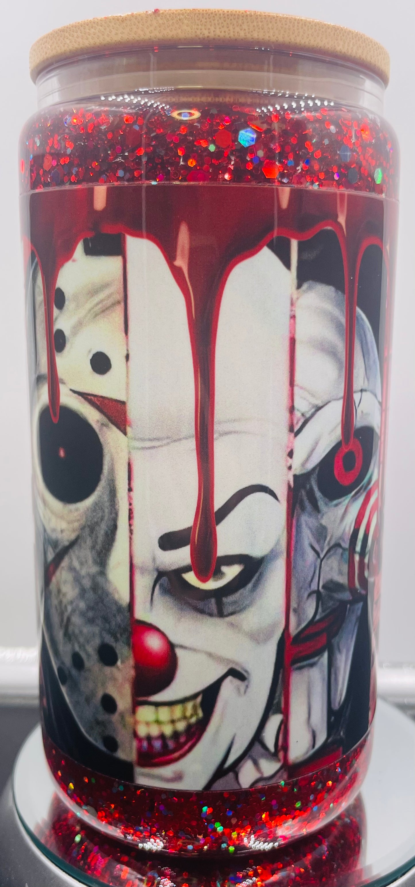 Horror 16oz glass snow globe tumbler