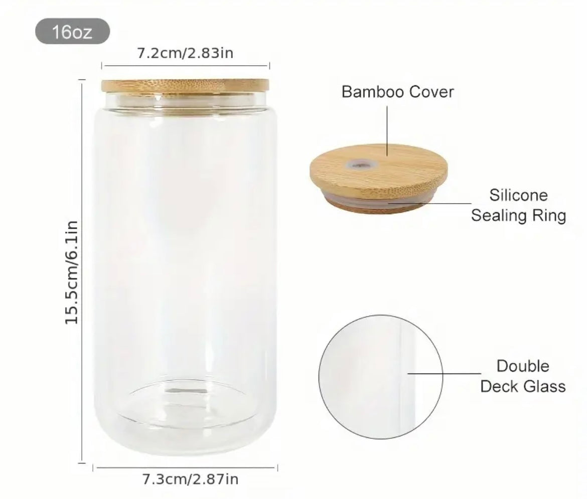 Customize a 16oz glass glitter globe tumbler