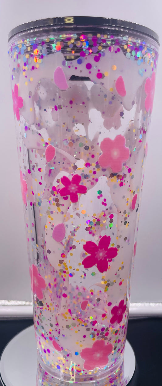 Flowers 24oz acrylic Lava drip tumbler