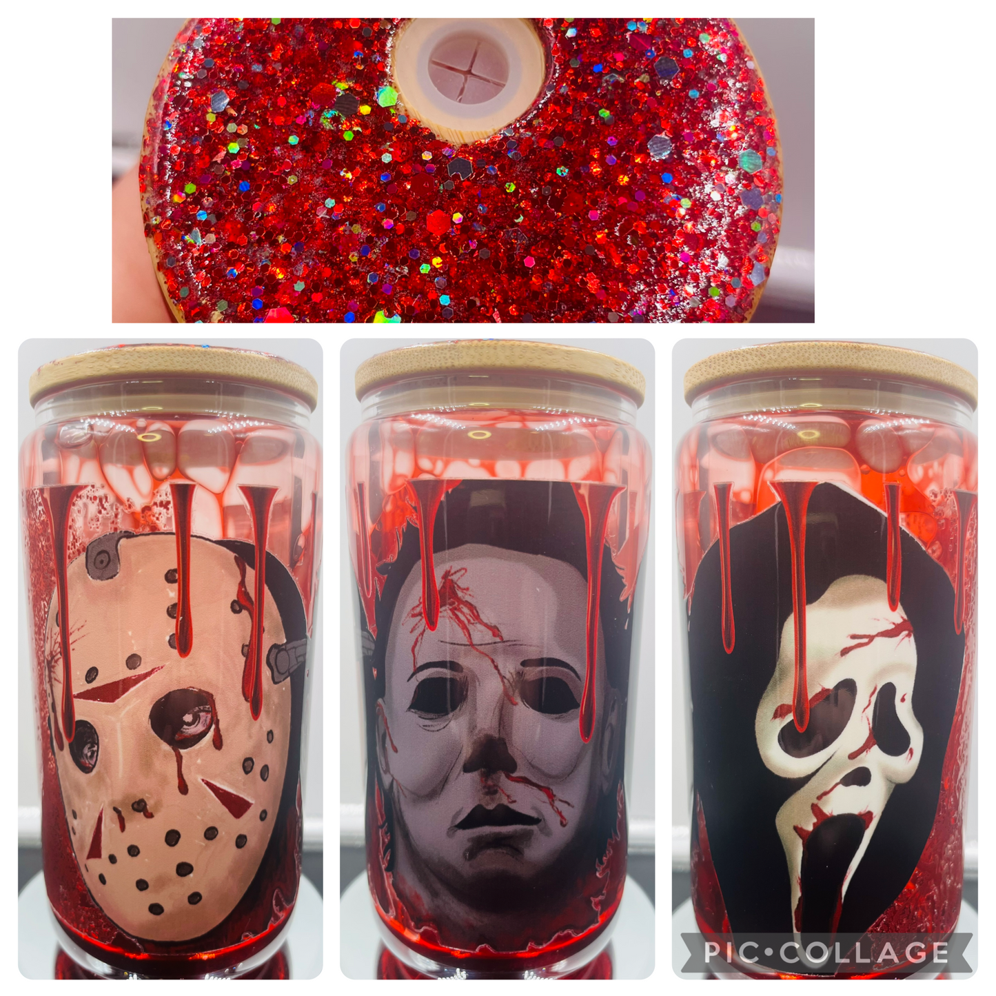 Horror 16oz glass blood drip tumbler