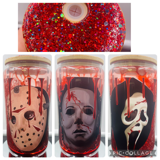 Horror 16oz glass blood drip tumbler