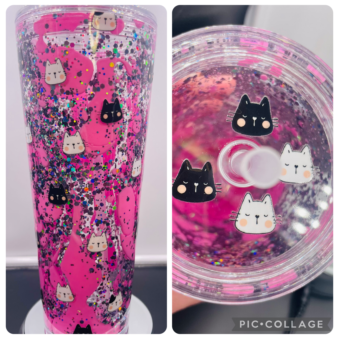 Pink Cats Lava drip 24oz acrylic tumbler