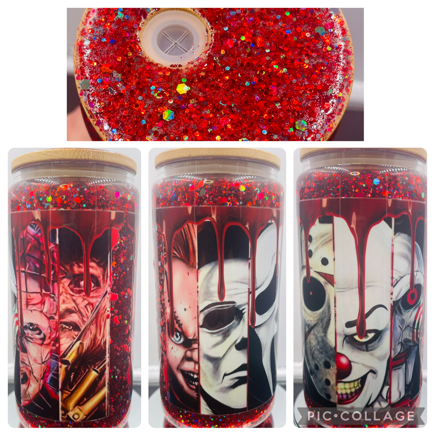 Horror 16oz glass snow globe tumbler