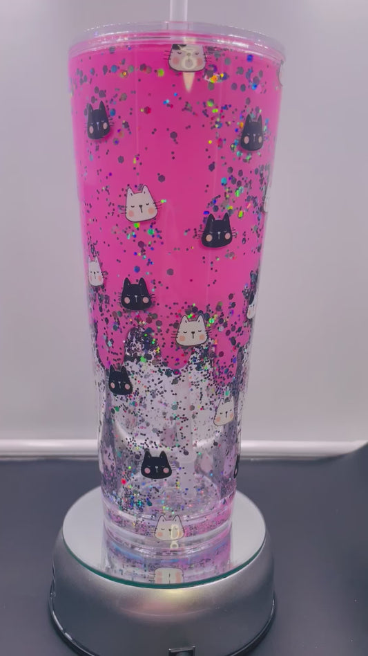 Pink Cats Lava drip 24oz acrylic tumbler