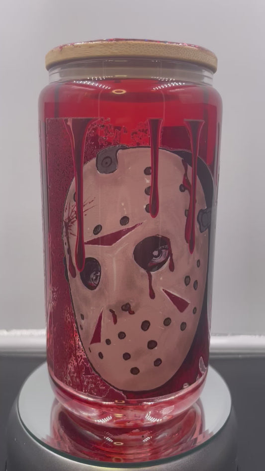 Horror 16oz glass blood drip tumbler