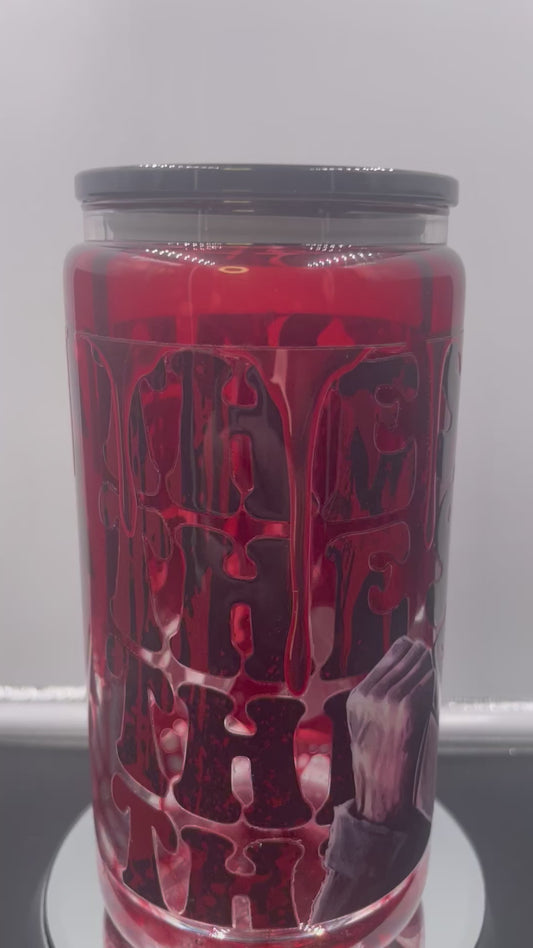 Horror (Michael Myers) 16oz glass blood drip tumbler